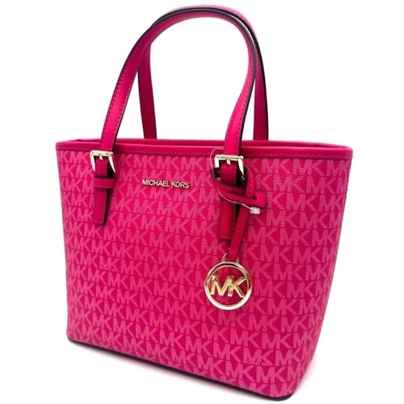 Michael Kors Jet Set Travel Extra-Small Top Zip Tote Bag Electric Pink (NWT) - Picture 1 of 10